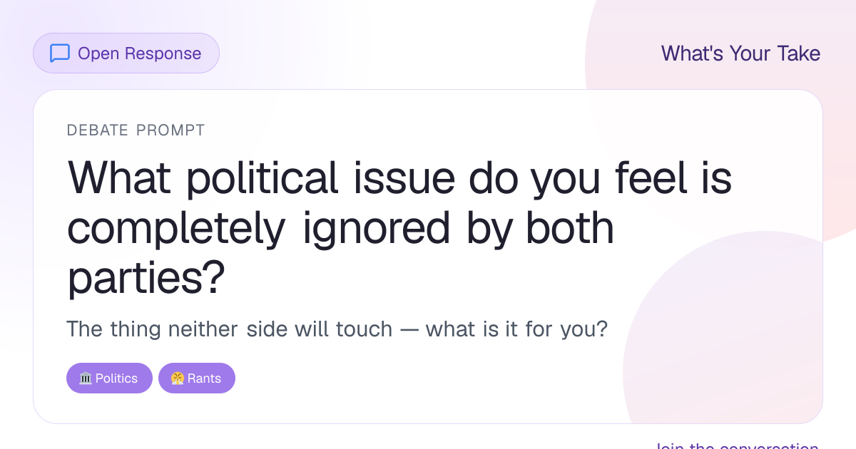 What political issue do you feel is completely ignored by both parties ...
